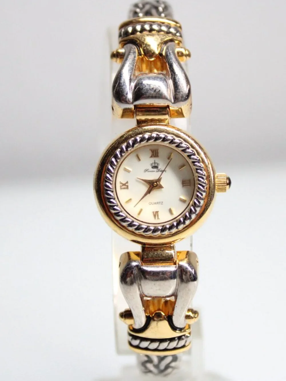 Premier Designs Women's Quartz Watch Two Tone Bracelet White Dial Roman Numerals